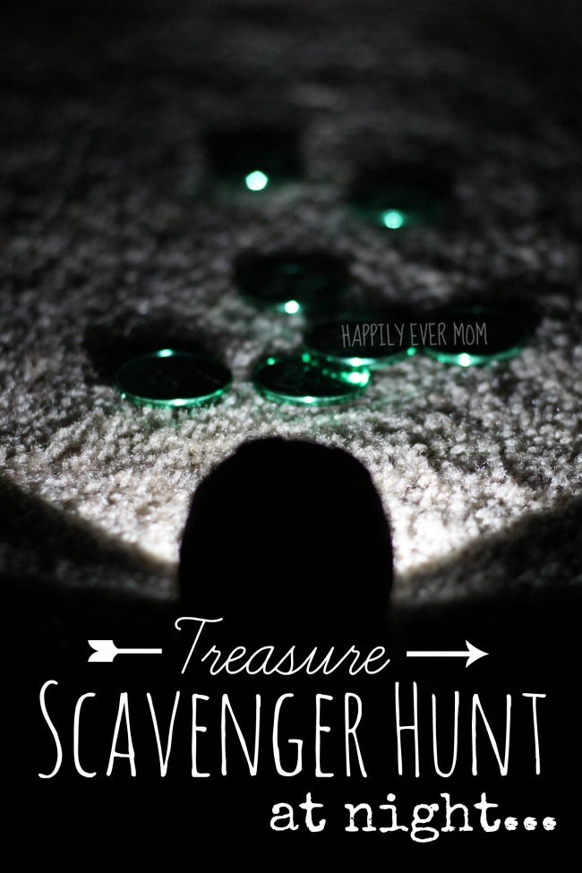 Treasure scavenger hunt at night for kids