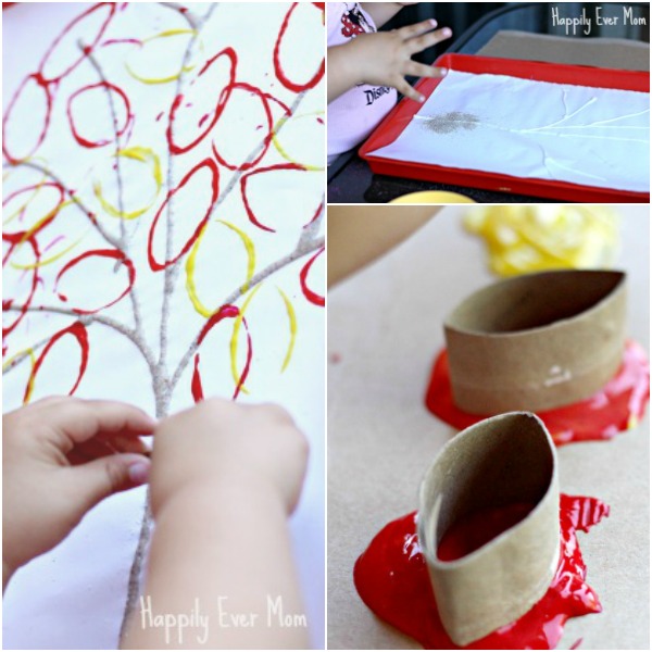 Fall Tree Art: Glue, Sand, and a Toilet Paper Roll - Happily Ever Mom