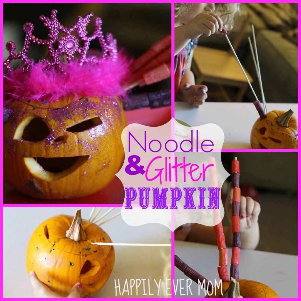 Noodle and Glitter Pumpkin collage from Happily Ever Mom