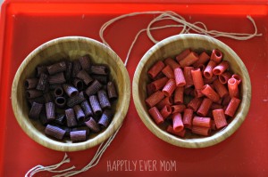 Noodle necklaces from Happilyevermom