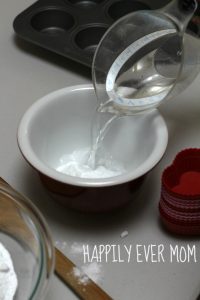Adding water to erupting cupcakes from Happilyevermom