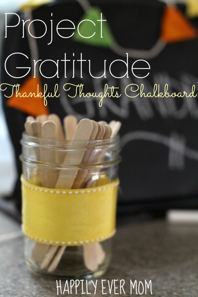 Thankful Thoughts Chalkboard and jar from Happilyevermom