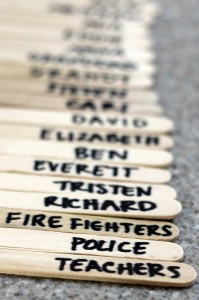 Thankful Thoughts name on popsicle sticks from Happilyevermom