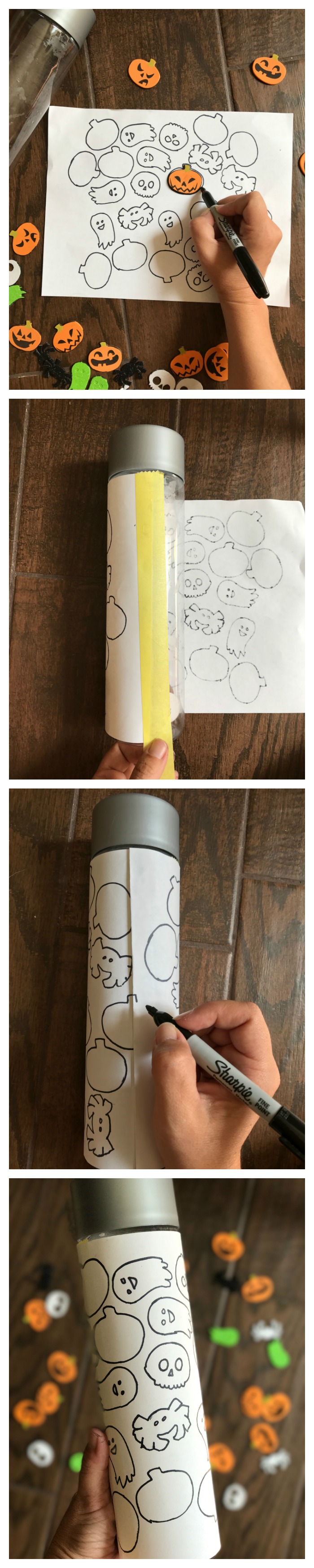 Fun Halloween Activity for toddlers and preschoolers. Just need a few Halloween stickers and an empty bottle - great activity for when your traveling or if you need a few minutes to cook dinner! Love how easy (and inexpensive!) it is to do this activity with my kids.